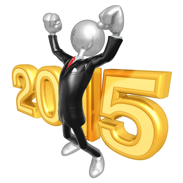Frohes neues Jahr goldenen Geschäftsmann 2015 — Stockfoto